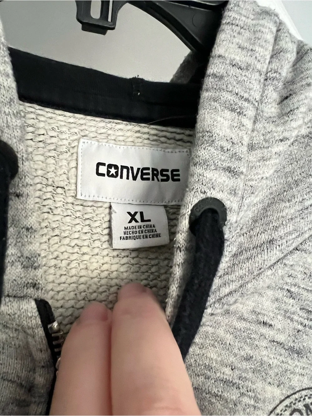 Converse Youth Heather Gray Zip Hoodie with Black Trim